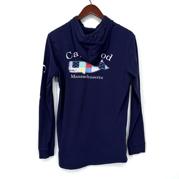 Cuffy's Cape Cod Mass Whale Graphic Fitted Long Sleeve Tee With Hood Size 2XL - Picture 2 of 16